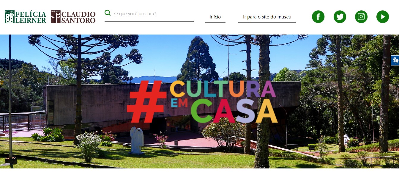 Print da página #CulturaEmCasa dentro do site do Museu Felícia Leirner